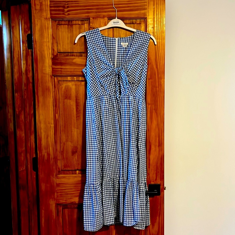 Shoshanna midi sundress with tie/cutout at bust